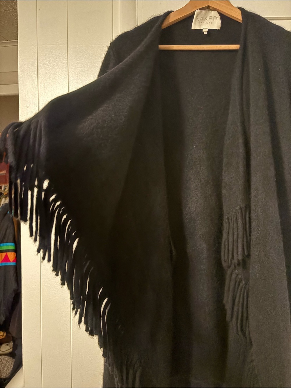 Naked Cashmere Gorgeous Black Cardigan with Fringe and Pockets- size small - Picture 5 of 6